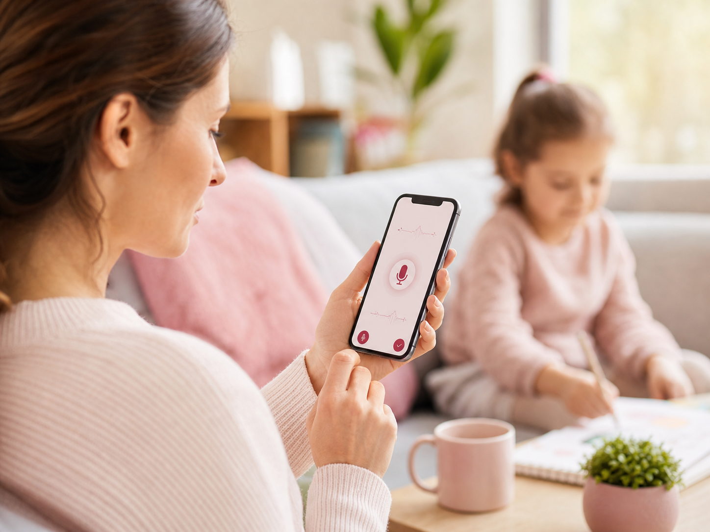 Parent logging a daily journal entry on a mobile phone